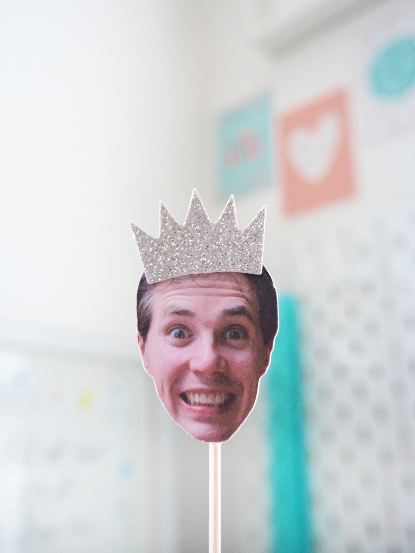 Personalised Face Cupcake Topper - Silver Pointed Crown