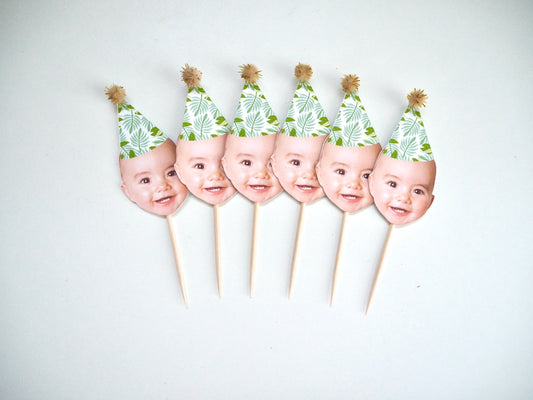 Personalised Face Cupcake Topper- Jungle Gold
