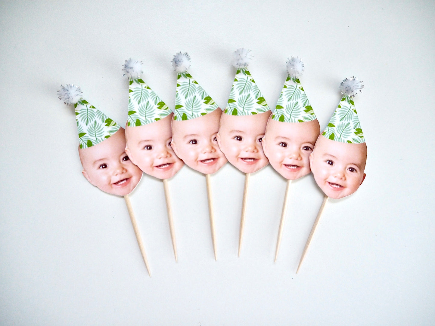 Personalised Face Cupcake Topper- Jungle Silver
