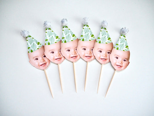 Personalised Face Cupcake Topper- Jungle Silver