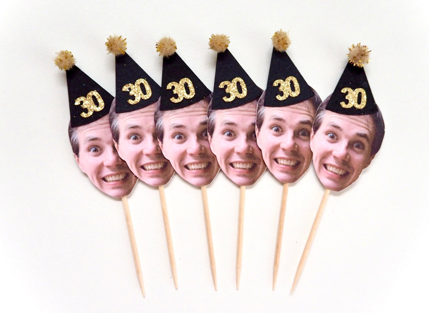 Personalised Face Cupcake Topper - Black