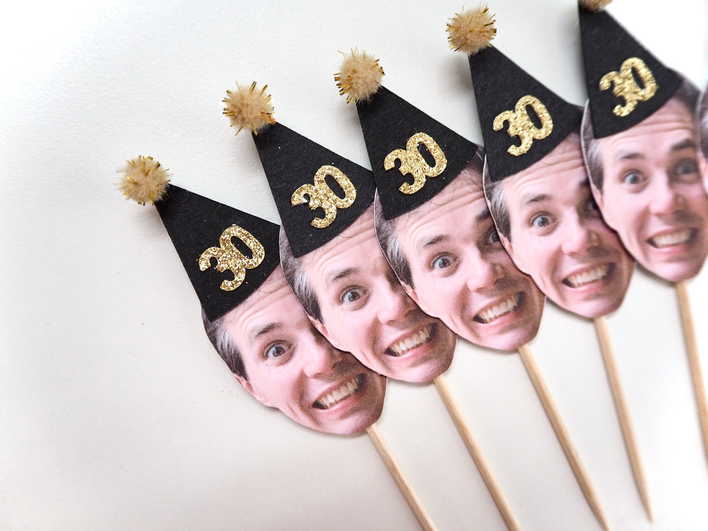 Personalised Face Cupcake Topper - Black