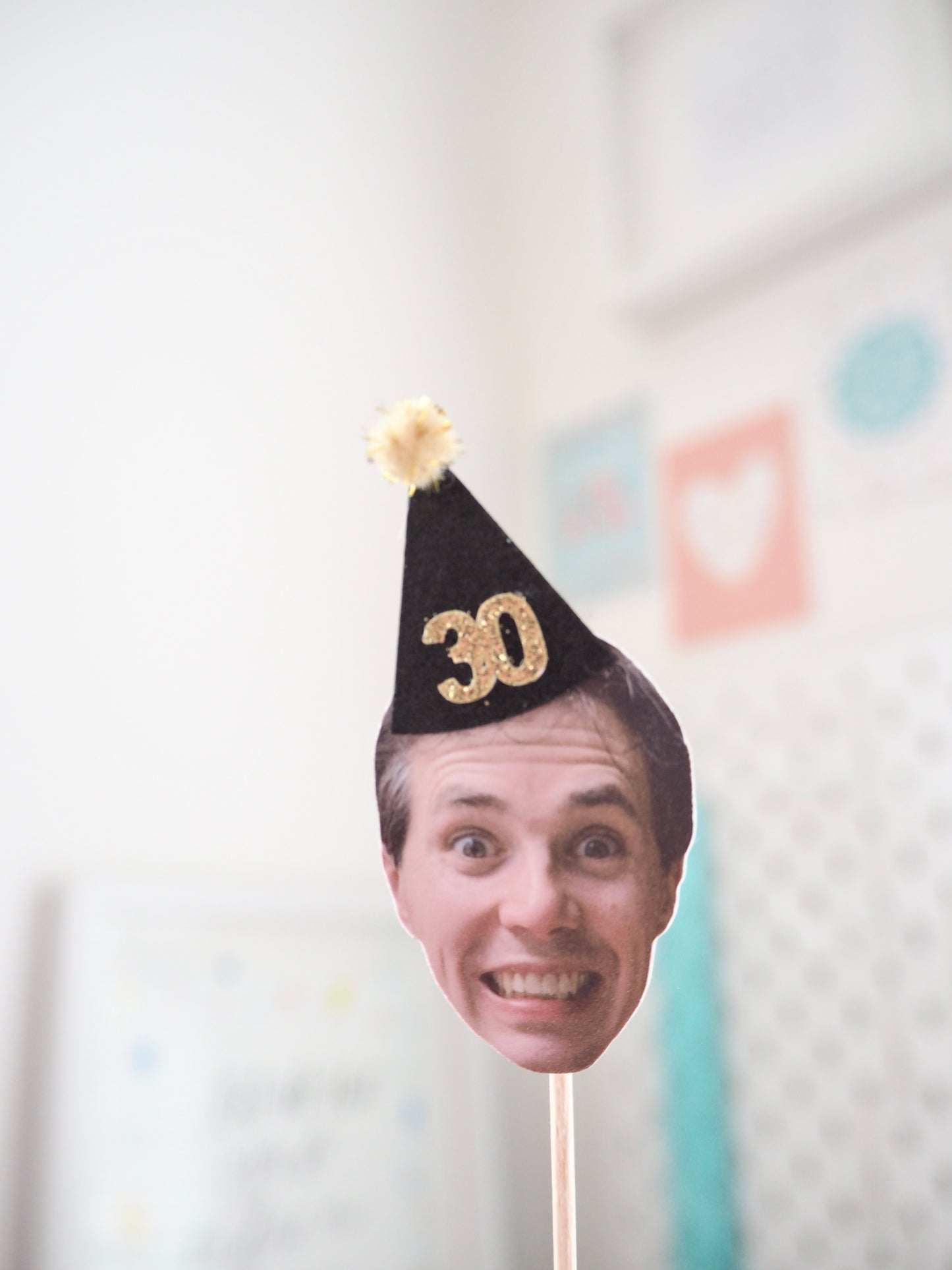 Personalised Face Cupcake Topper - Black