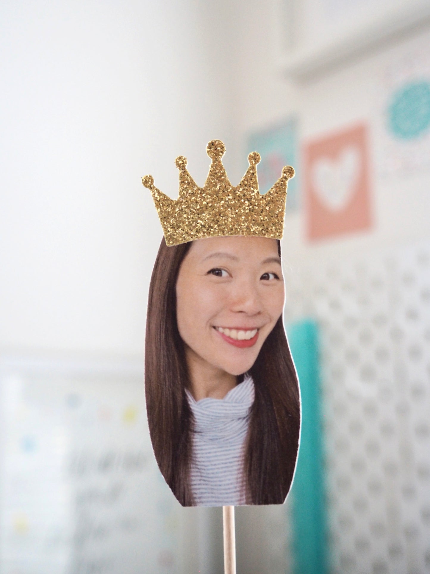 Personalised Face Cupcake Topper - Gold Rounded Crown